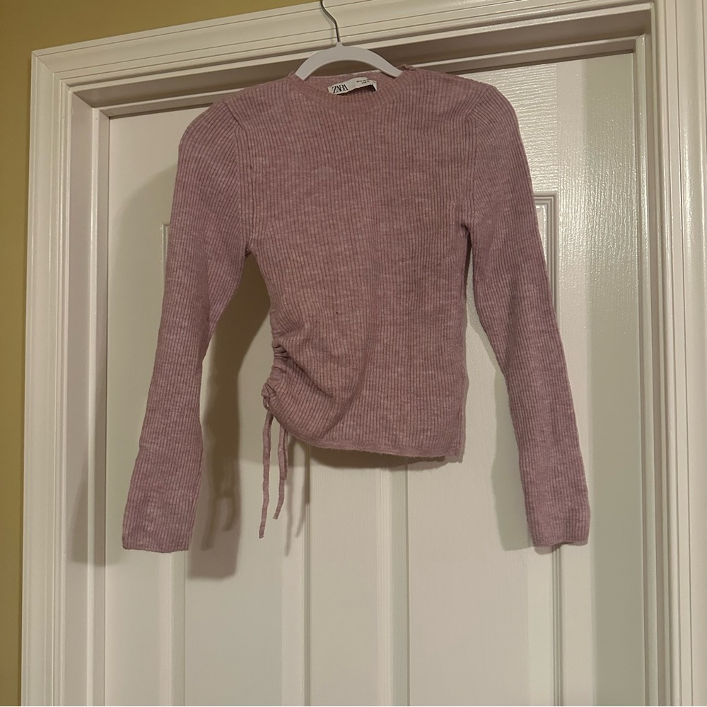 Zara Soft Pink Ribbed Knit Top